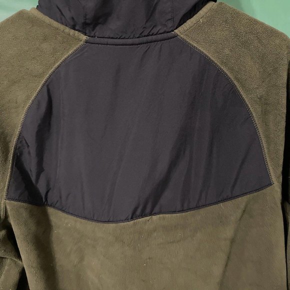 NIKE Women's full zip hooded microfleece jacket OLIVE/BLACK COLORBLOCK sz M-GUC - Picture 12 of 15